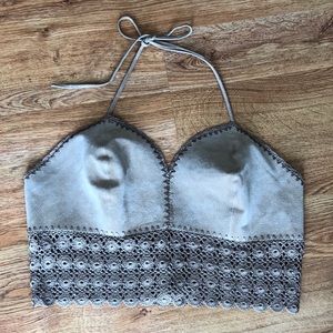 Leather Halter Bralette/Crop Top